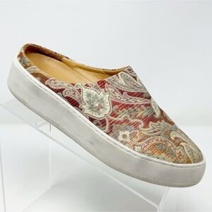Free People Red Paisley Boho Slip On Platform Mule Sneakers Size 37 (US Size 7)